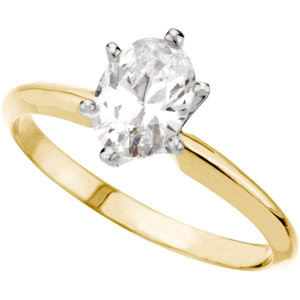 Oval Diamond Solitaire Engagement Ring 14K Yellow Gold 0.7 Ct, (G Color, I1(K.M) Clarity)