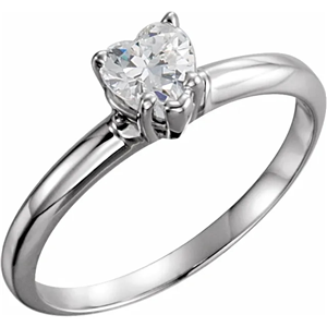 Heart Diamond Solitaire Engagement Ring,14k White Gold (0.97 Ct,G Color,SI1 Clarity) GIA Certified