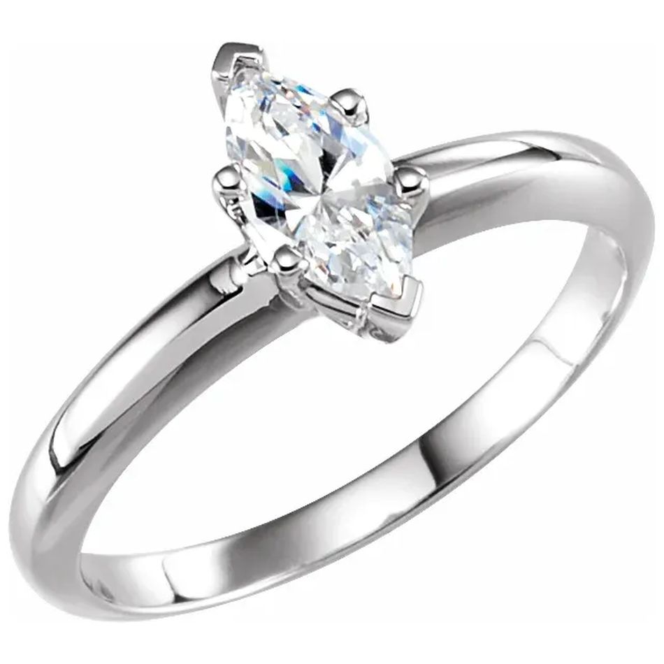 K Color SI2 Clarity 1 Ct GIA Certified Marquise Cut Cathedral Solitaire Diamond Engagement Ring 14K White Gold