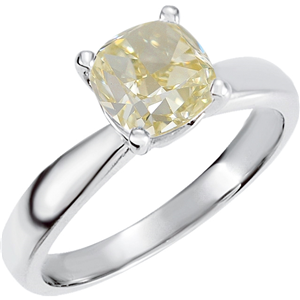 Cushion Diamond Solitaire Engagement Ring 14K White Gold (1.09 Ct Natural Fancy Yellow Si2 Clarity) Gia
