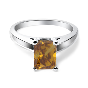 Radiant Diamond Engagement Ring 14K White Gold (1.11 Ct Natural Fancy Orange Brown Si1 Clarity) Gia