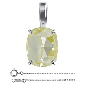 Cushion Diamond Solitaire Pendant Necklace 14K White Gold (1.07 Ct Natural Fancy Yellow Vs1 Clarity) Gia