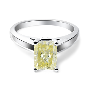 Radiant Diamond Engagement Ring 14K White Gold (0.94 Ct Natural Fancy Vivid Yellow Vs2 Clarity) Gia