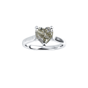 Heart Diamond Engagement Ring 14K White Gold (1.13 Ct Natural Fancy Gray Yellowish Green Si1 Clarity) Gia