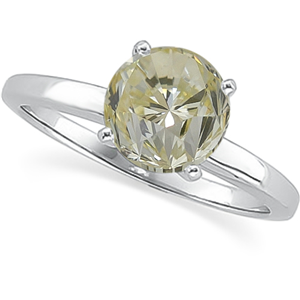 Round Diamond Solitaire Engagement Ring 14K White Gold (0.91 Ct Natural Fancy Yellow Color Vs2 Clarity) Gia