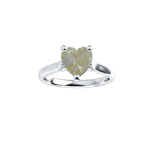 Heart Diamond Solitaire Engagement Ring 14K White Gold (1.4 Ct Natural Fancy Light Yellow Vs2 Clarity) Gia