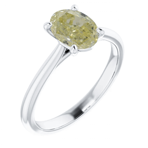 Oval Diamond Solitaire Engagement Ring 14K White Gold (1.29 Ct Natural Fancy Yellow Color Vs2 Clarity) Gia