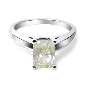 Radiant Diamond Engagement Ring 14K White Gold (1.41 Ct Natural Fancy Yellowish Green Si1 Clarity) Gia