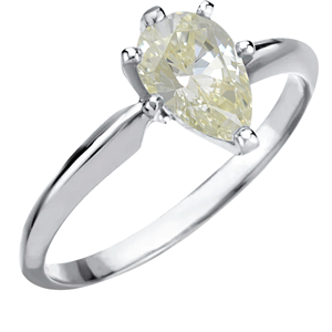 Pear Diamond Solitaire Engagement Ring,14K White Gold (1 Ct,Natural Fancy Yellow Color,I1 Clarity) Gia