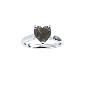 Heart Diamond Solitaire Engagement Ring 14K White Gold (1.52 Ct Natural Fancy Gree Gray Si2 Clarity) Gia