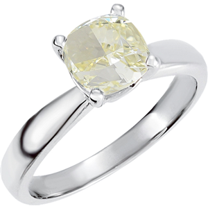 Cushion Diamond Solitaire Engagement Ring 14K White Gold (1.51 Ct Natural Fancy Yellow Color Vs2 Clarity) Gia
