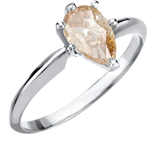 Pear Diamond Solitaire Engagement Ring 14K White Gold (1.53 Ct Natural Fancy Brown Yellow I1 Clarity) Gia