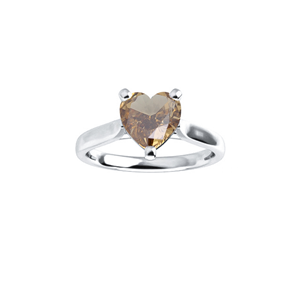 Heart Diamond Engagement Ring 14K White Gold (1.82 Ct Natural Fancy Brown Yellow Si3 Clarity) Gia