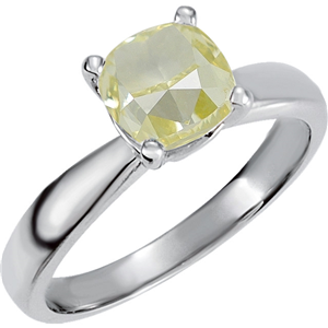 Cushion Diamond Solitaire Engagement Ring 14K White Gold (0.51 Ct Natural Fancy Greenish Vs2 Clarity) Gia