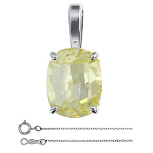 Cushion Diamond Pendant 14K White Gold (1.02 Ct Fancy Intense Greenish Yellow Si2 Clarity) Gia