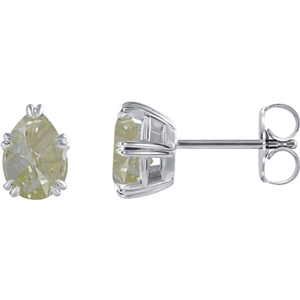 Pear Diamond Stud Earrings 14K White Gold (2.18 Ct,Natural Fancy Light Yellow Color,Vs2 Clarity GIA )