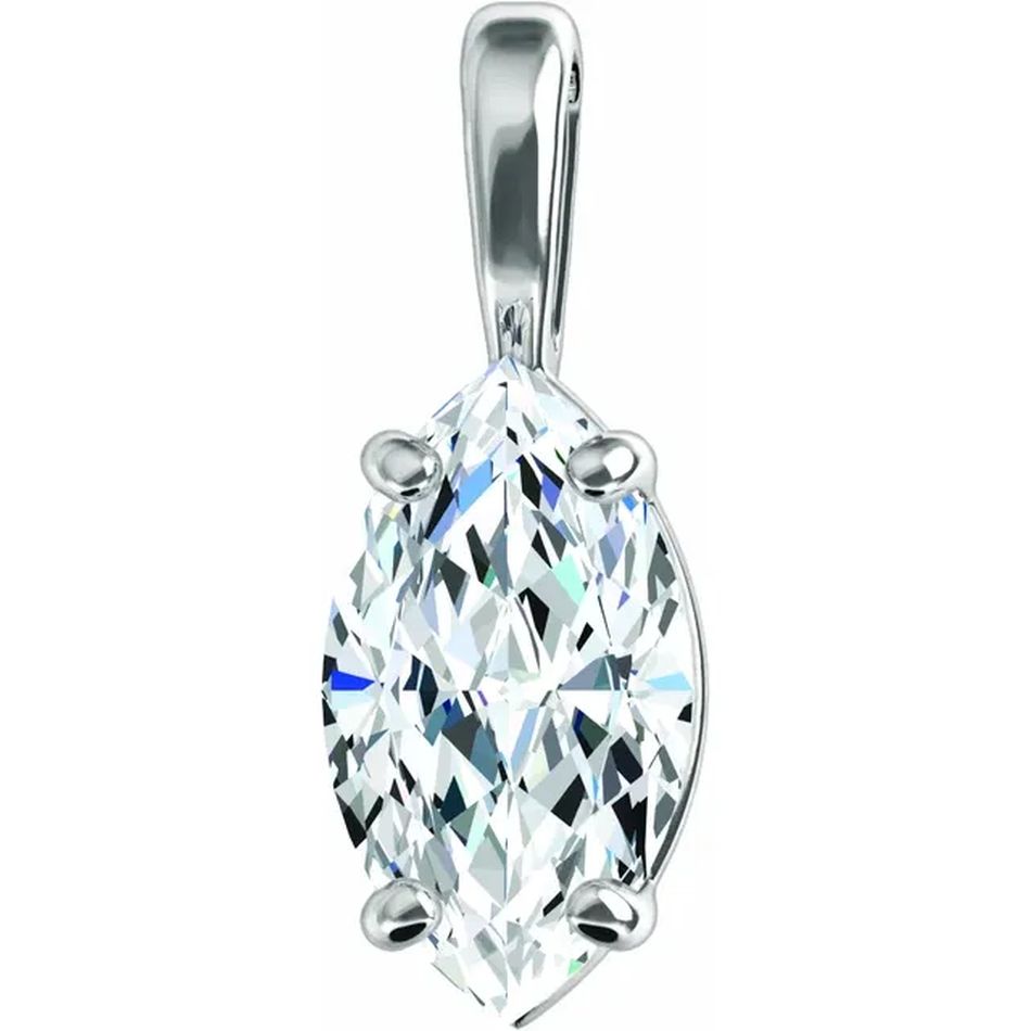 Marquise Diamond Solitaire Pendant Necklace 14k White Gold (1 Ct,E ...