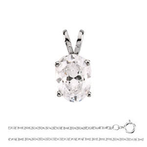 Oval Diamond Solitaire Pendant Necklace 14k White Gold (1.02 Ct,E Color,VS2 Clarity) GIA Certified