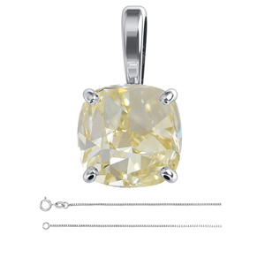 Cushion Diamond Pendant 14K White Gold (1.09 Ct Natural Fancy Light Yellow Si2 Clarity) Gia