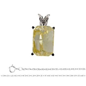 Radiant Diamond Pendant 14K White Gold (0.72 Ct Natural Fancy Brownish Yellowish Vs2 Clarity) Gia