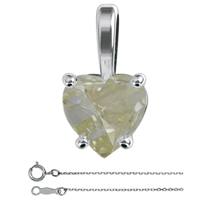 Heart Diamond Solitaire Pendant Necklace 14K White Gold (1.58 Ct Natural Fancy Yellow Color Vs1 Clarity) Gia