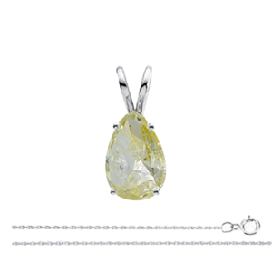 Pear Diamond Pendant 14K White Gold (1.5 Ct Natural Fancy Intense Yellow Si1 Clarity) Gia