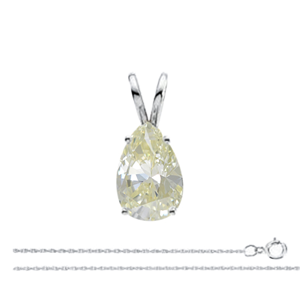 Pear Diamond Solitaire Pendant Necklace 14K White Gold (1 Ct,Natural Fancy Yellow Color,I1 Clarity) Gia