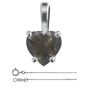 Heart Diamond Pendant 14K White Gold (1.52 Ct Natural Fancy Dark Gree Gray Si2 Clarity) Gia