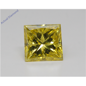 Princess Cut Loose Diamond (2.01 Ct,Fancy Vivid Yellow(Irradiated) Color,Vs2 Clarity) GIA Certified