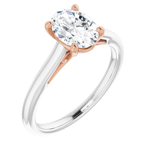 Oval Diamond Solitaire Engagement Ring,14K Rose And White Gold (1 Ct,I Color,Si2 Clarity) Igi Certified