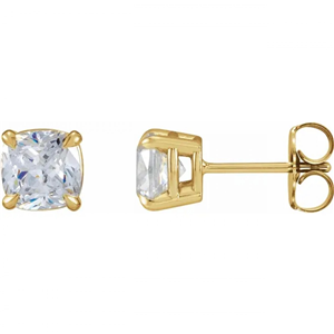 Cushion Diamond Stud Earrings 14K Yellow Gold (1.11 Ct,D Color,Vvs1 Clarity GIA Certified)
