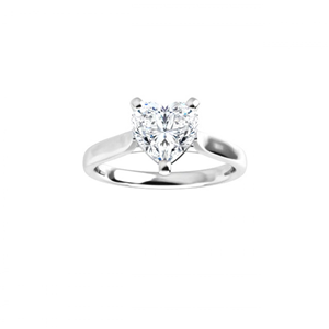 Heart Diamond Solitaire Engagement Ring,14K White Gold (0.76 Ct,F Color,Si1 Clarity) Gia Certified