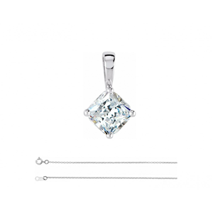 Asscher Diamond Solitaire Pendant Necklace 14K White Gold (0.71 Ct,F Color,Vvs2 Clarity) Gia Certified