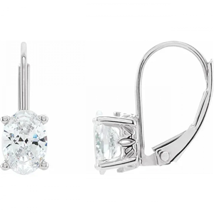 Oval Diamond Lever Back Earrings 14K White Gold (1.46 Ct,G Color,Vs1 Clarity Gia Certified)