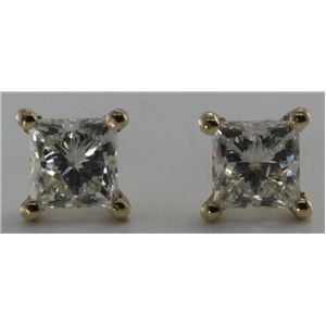 Princess Diamond Stud Earrings 14K Yellow Gold (3 Ct,I Color,Vs2-Si1 Clarity Gia Certified)