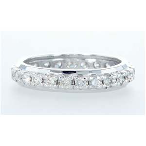 14K White Gold Round Diamond Multi-Stone Prong Set Wedding Band (1 Ct,D-F Color,Vvs1-Vvs2 Clarity)