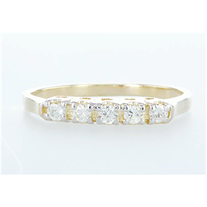 14K Yellow Gold Diamond Multi-Stone Prong Set Half-Eternity Wedding Band (0.15 Ct D-F Vvs1-Vs1 Clarity)