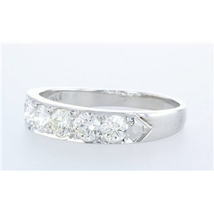 14K White Gold Round Diamond Multi-Stone Prong Set Geometric Wedding Band (1.15 Ct F Color Vvs1-Vvs2 Clarity)