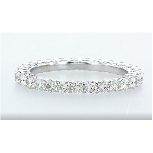 14K White Gold Round Diamond Multi-Stone Prong Set Wedding Band (1.5 Ct,E-F Color,Vvs1-Vs2 Clarity)
