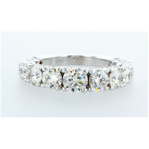 14K White Round Diamond Multi-Stone Prong Half-Eternity Tapered Wedding Band (3.1 Ct F-G Vvs1-Vs1 Clarity)