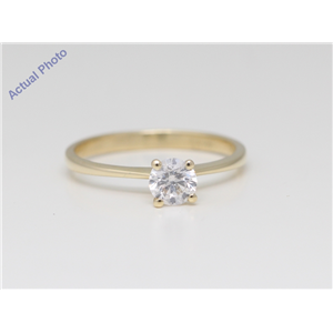 14K Yellow Gold Round Cut Diamond Solitaire Engagement Ring (0.47 Ct,D Color,Si1 Clarity) Aig Certified