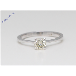 14K White Gold Round Diamond Engagement Ring (0.52 Ct Natural Fancy Greenish Yellow Vs1 Clarity) Aig