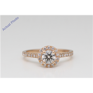 14K Rose Gold Round Cut Diamond Halo Engagement Ring (1 Ct,I Color,Si1 Clarity) Aig Certified