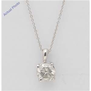 14K White Gold Round Cut Solitaire Diamond Pendant (0.74 Ct,F Color,I1 Clarity) Aig Certified