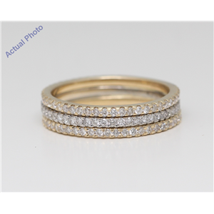 14K Two Tone Gold Round Diamond Three-Layer Wedding Band (0.96 Ct,D-F Color,Vvs1-Vs2 Clarity) Aig