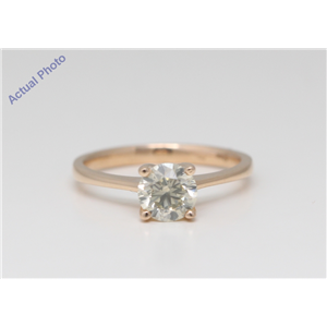 14K Rose Gold Round Diamond Solitaire Engagement Ring (1.01 Ct Natural Fancy Yellow Color Vs1 Clarity) Aig