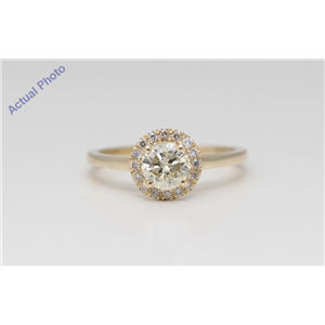 14K Yellow Gold Round Diamond Halo Engagement Ring (1.15 Ct,Natural Fancy Yellow Color,Si2 Clarity) Aig