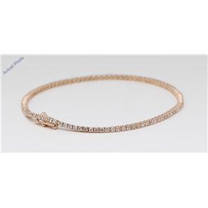 14K Rose Gold Round Cut Diamond Classic Tennis Bracelet (1.31 Ct,F-H Color,Vs1-Si2 Clarity) Aig Certified