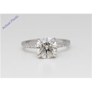 14K White Gold Round Diamond Multi Stone Prong Set Engagement Ring (2.77 Ct Yellow Color Si1 Clarity) Aig