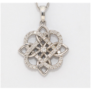 14K White Gold Round Diamond Celtic Dara Knot Multi-Stone Prong Set Pendant (0.3 Ct D-F Color Vs-Si Clarity)